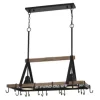 * Indoor Lighting|Best Deal Patriot Lighting® Elegant Home Bodhi Black & Replica Wood 2 Light Pot Rack Island Light