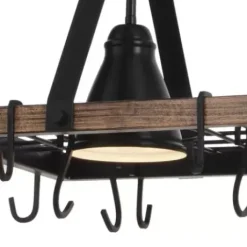 * Indoor Lighting|Best Deal Patriot Lighting® Elegant Home Bodhi Black & Replica Wood 2 Light Pot Rack Island Light