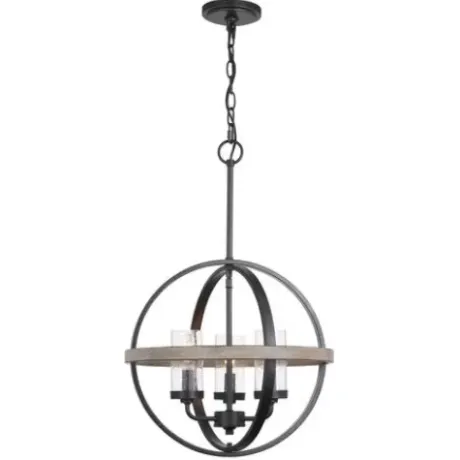 * Indoor Lighting|Best Pirce Patriot Lighting® Elegant Home Brooklyn Natural Iron & Distressed Faux Wood 3-Light Pendant