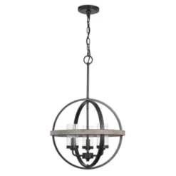 * Indoor Lighting|Best Pirce Patriot Lighting® Elegant Home Brooklyn Natural Iron & Distressed Faux Wood 3-Light Pendant