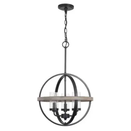 * Indoor Lighting|Best Pirce Patriot Lighting® Elegant Home Brooklyn Natural Iron & Distressed Faux Wood 3-Light Pendant
