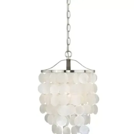 * Indoor Lighting|Best Pirce Patriot Lighting® Elsa Capiz Shell Satin Nickel Pendant