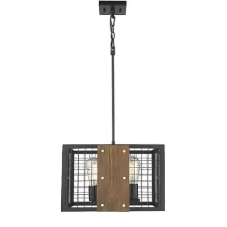 * Indoor Lighting|Best Pirce Patriot Lighting® Elegant Home Finn Iii Black Rustic Wood Cage Pendant