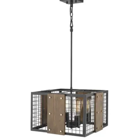 * Indoor Lighting|Best Pirce Patriot Lighting® Elegant Home Finn Iii Black Rustic Wood Cage Pendant