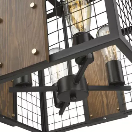 * Indoor Lighting|Best Pirce Patriot Lighting® Elegant Home Finn Iii Black Rustic Wood Cage Pendant