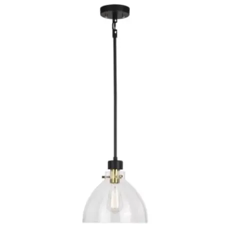 * Indoor Lighting|Best Pirce Patriot Lighting® Kenzie Matte Black & Gold 1-Light Pendant