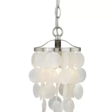* Indoor Lighting|Best Pirce Patriot Lighting® Elsa Capiz Shell Satin Nickel Pendant