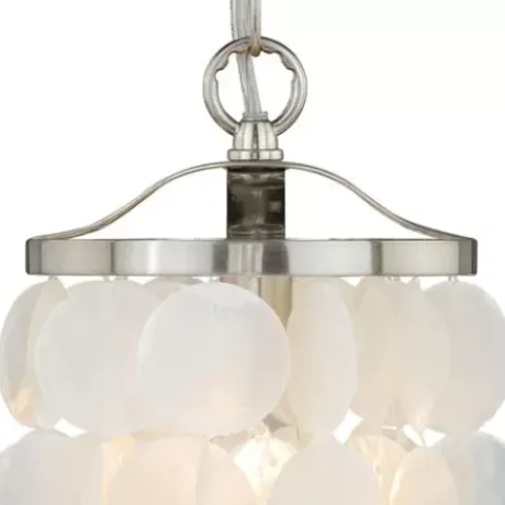 * Indoor Lighting|Best Pirce Patriot Lighting® Elsa Capiz Shell Satin Nickel Pendant