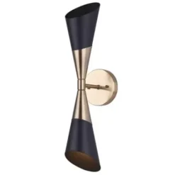 * Indoor Lighting|Best Pirce Patriot Lighting® Gladen Matte Black & Gold 2-Light Indoor Wall Light