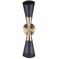 * Indoor Lighting|Best Pirce Patriot Lighting® Gladen Matte Black & Gold 2-Light Indoor Wall Light