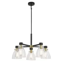 * Indoor Lighting|Best Pirce Patriot Lighting® Kenzie Matte Black & Gold 5-Light Chandelier