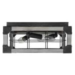 * Indoor Lighting|Best Pirce Patriot Lighting® Elegant Home Levon Faux Wood & Black 3-Light Flush Mount Ceiling Light