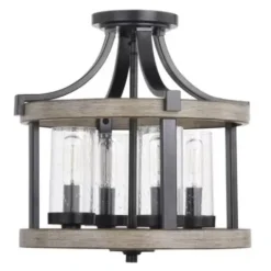 * Indoor Lighting|Best Reviews Of Patriot Lighting® Elegant Home Brooklyn Natural Iron & Distressed Faux Wood 4-Light Pendant