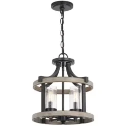 * Indoor Lighting|Best Reviews Of Patriot Lighting® Elegant Home Brooklyn Natural Iron & Distressed Faux Wood 4-Light Pendant