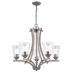 * Indoor Lighting|Best Reviews Of Patriot Lighting® Elegant Home Collette 5-Light Distressed Faux Wood & Brushed Pewter Chandelier