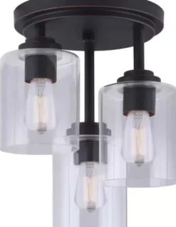 * Indoor Lighting|Best Reviews Of Patriot Lighting® Henrik Rubbed Antique Bronze 3-Light Semi-Flush Mount Ceiling Light