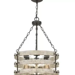 * Indoor Lighting|Best Reviews Of Patriot Lighting® Elegant Home Darring Matte Black & Faux Wood 3-Light Pendant