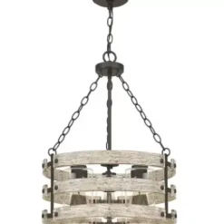 * Indoor Lighting|Best Reviews Of Patriot Lighting® Elegant Home Darring Matte Black & Faux Wood 3-Light Pendant
