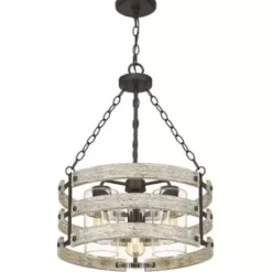 * Indoor Lighting|Best Reviews Of Patriot Lighting® Elegant Home Darring Matte Black & Faux Wood 3-Light Pendant