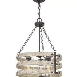 * Indoor Lighting|Best Reviews Of Patriot Lighting® Elegant Home Darring Matte Black & Faux Wood 3-Light Pendant