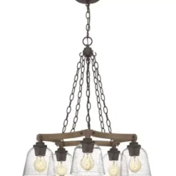 * Indoor Lighting|Best Sale Patriot Lighting® Elegant Home Astaria 5-Light Matte Black & Faux Wood Chandelier