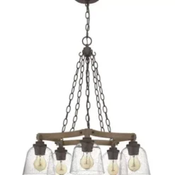 * Indoor Lighting|Best Sale Patriot Lighting® Elegant Home Astaria 5-Light Matte Black & Faux Wood Chandelier