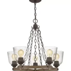 * Indoor Lighting|Best Sale Patriot Lighting® Elegant Home Astaria 5-Light Matte Black & Faux Wood Chandelier