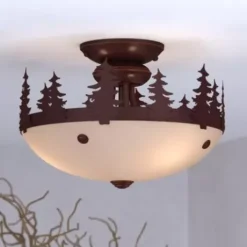 * Indoor Lighting|Best Sale Patriot Lighting® Yosemite Burnished Bronze 2 Light Semi-Flush Mount Ceiling Light