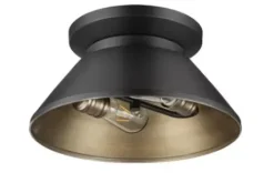 * Indoor Lighting|Best Sale Patriot Lighting® Kenneth Black & Gold 2-Light Flush Mount Ceiling Light