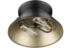 * Indoor Lighting|Best Sale Patriot Lighting® Kenneth Black & Gold 2-Light Flush Mount Ceiling Light