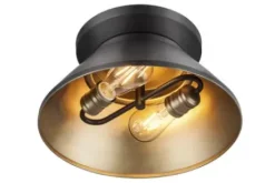 * Indoor Lighting|Best Sale Patriot Lighting® Kenneth Black & Gold 2-Light Flush Mount Ceiling Light