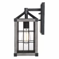 * Outdoor Lighting|Best Sale Patriot Lighting® Elegant Home Levon Weathered Gray Faux Wood & Black Outdoor Wall Light