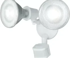 * Outdoor Lighting|Brand New Patriot Lighting® White Dual Head Motion Sensor Outdoor Security Flood Light