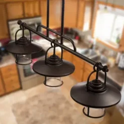 * Indoor Lighting|Brand New Patriot Lighting® Elegant Home 3 Light Miner Bronze Island Light