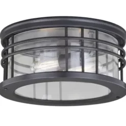 * Outdoor Lighting|Brand New Patriot Lighting® Wrightwood Vintage Black 2-Light Outdoor Flush Mount Light