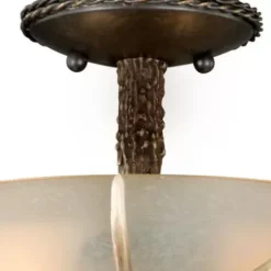 * Indoor Lighting|Brand New Patriot Lighting® Yoho Black Walnut Antler Semi-Flush Mount Ceiling Light