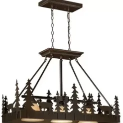 * Indoor Lighting|Brand New Patriot Lighting® Bryce Burnished Bronze 3 Light Island Light