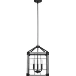 * Indoor Lighting|Brand New Patriot Lighting® Elegant Home Levon Weathered Gray Faux Wood & Black 3-Light Pendant