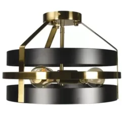 * Indoor Lighting|Budget Patriot Lighting® Banan Matte Black 3-Light Semi-Flush Mount Ceiling Light