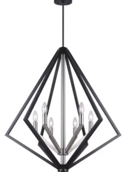 * Indoor Lighting|Budget Patriot Lighting® Dryden Matte Black And Brushed Nickel 6-Light Pendant