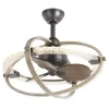 * Ceiling Fans|Budget Patriot Lighting® Elegant Home Brooklyn 22″ Natural Iron & Distressed Faux Wood Indoor Led Fandelier