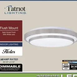 * Indoor Lighting|Budget Patriot Lighting® Helos 20-1/2″ Satin Nickel Led Flush Mount Ceiling Light