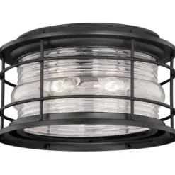 * Outdoor Lighting|Budget Patriot Lighting® Hyannis Textured Black 2-Light Outdoor Flush Mount Light