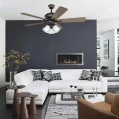 * Ceiling Fans|Budget Patriot Lighting® Porter Ii 3-Light Oil-Rubbed Bronze Led Ceiling Fan Light