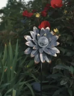 * Outdoor Lighting|Budget Patriot Lighting® Solar Integrated Led Galvanized Flower Landscape Light