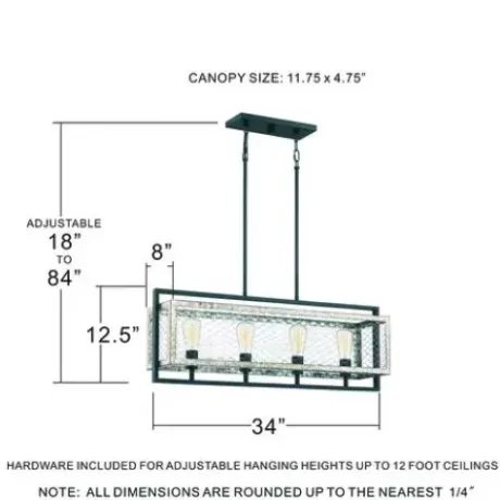 * Indoor Lighting|Buy Patriot Lighting Elegant Home Patriot Lighting® Elegant Home Bastein Black 4 Light Island Light