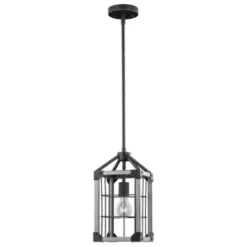 * Indoor Lighting|Buy Patriot Lighting® Elegant Home Levon Weathered Gray Faux Wood & Black 1-Light Mini Pendant