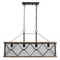 * Indoor Lighting|Buy Patriot Lighting® Elegant Home Bodhi Black & Replica Wood 4 Light Island Light