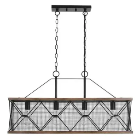 * Indoor Lighting|Buy Patriot Lighting® Elegant Home Bodhi Black & Replica Wood 4 Light Island Light