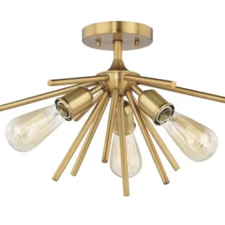 * Indoor Lighting|Buy Patriot Lighting® Estelle Nautral Brass 3 Light Semi-Flush Mount Ceiling Light